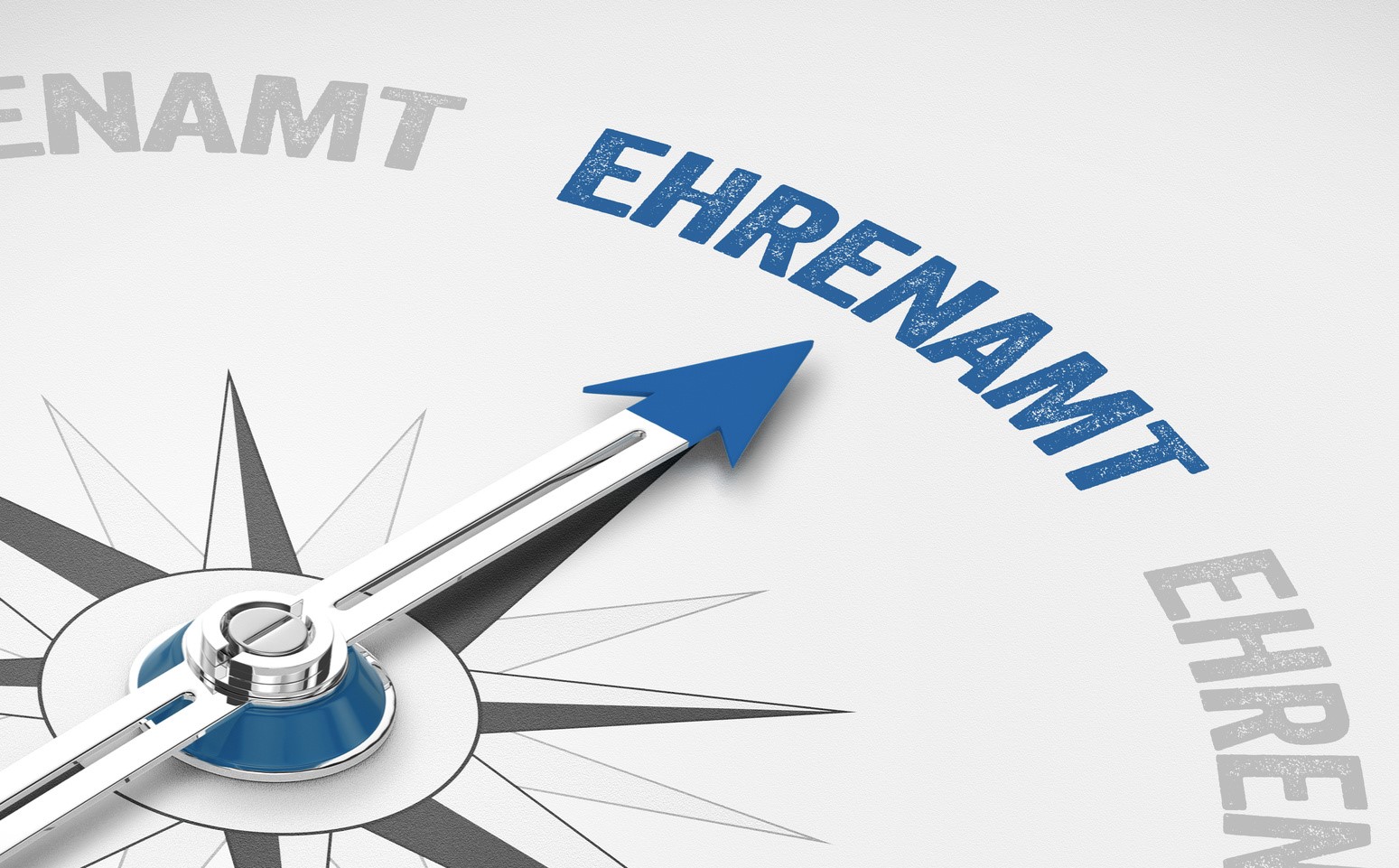 Ein Kompass, dessen Nadel auf das Wort "Ehrenamt" deutet.