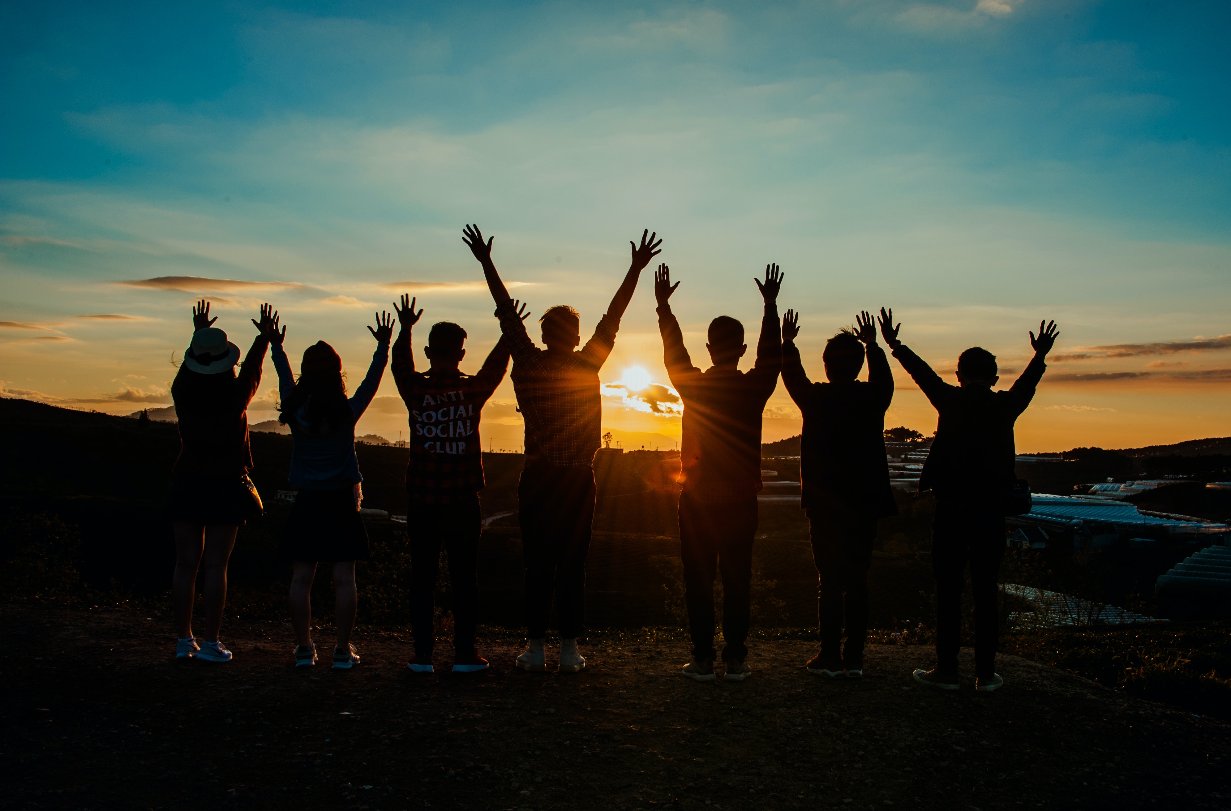 Menschen Silhouette Während Des Sonnenuntergangs